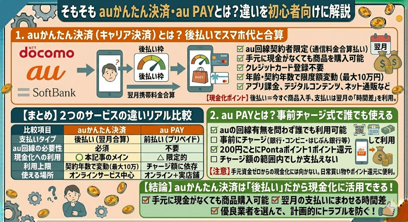 そもそもauかんたん決済・au PAYとは？違いを初心者向けに解説
