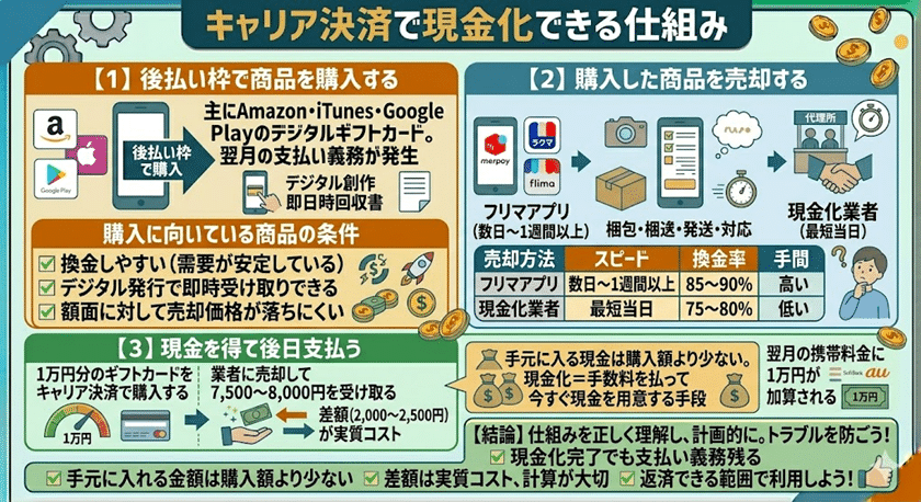 キャリア決済で現金化できる仕組み