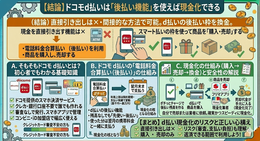 ドコモd払いで現金化はできる？後払いの条件・やり方・安全性を徹底解説