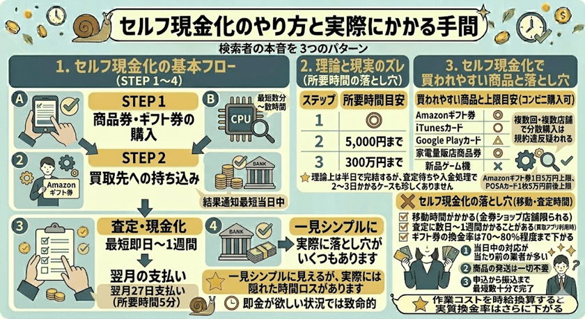 セルフ現金化のやり方と実際にかかる手間