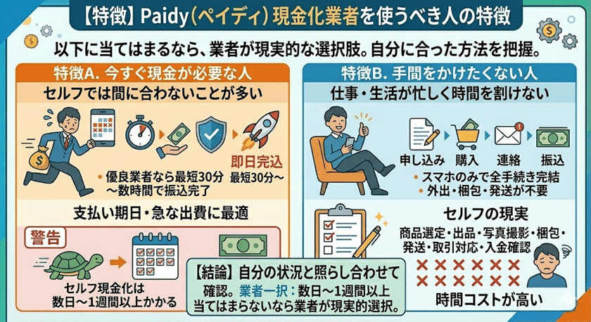 Paidy（ペイディ）現金化業者を使うべき人の特徴