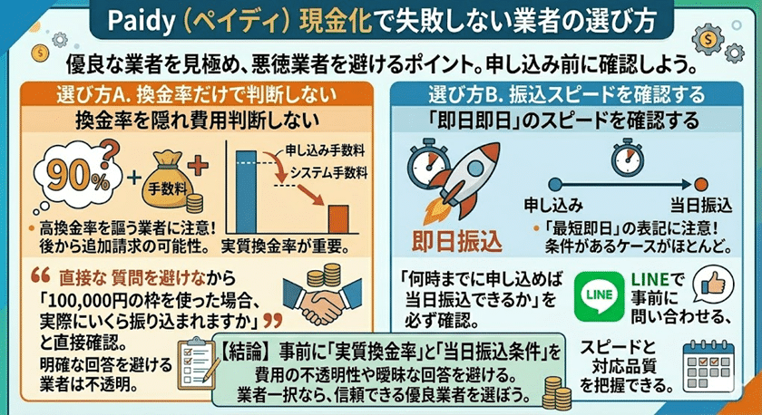 Paidy（ペイディ）現金化で失敗しない業者の選び方