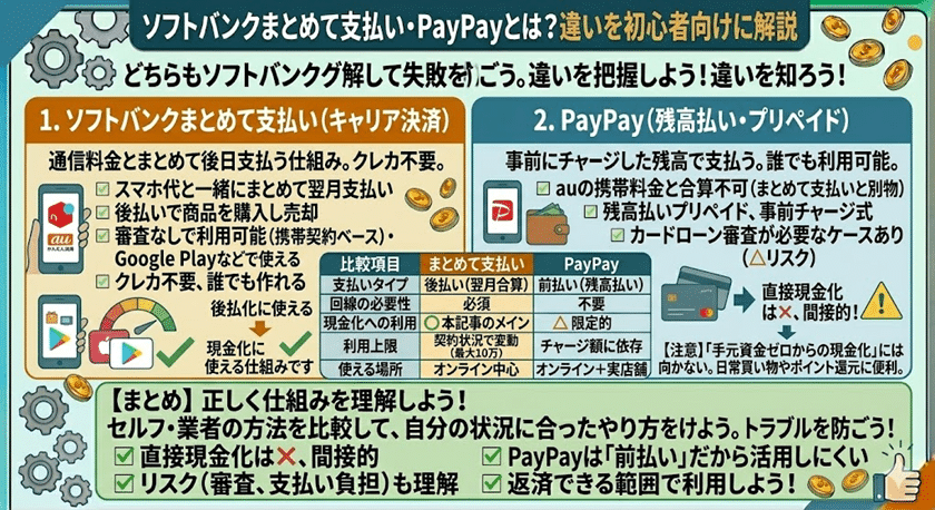 そもそもソフトバンクまとめて支払い・PayPayとは？違いを初心者向けに解説