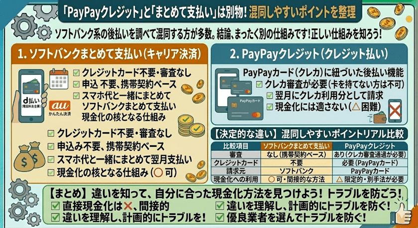 「PayPayクレジット」と「まとめて支払い」は別物！混同しやすいポイントを整理