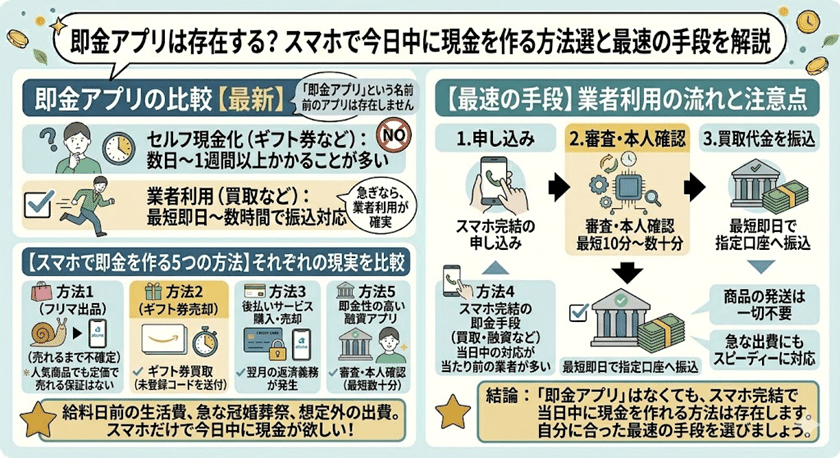 即金アプリは存在する？スマホで今日中に現金を作る方法5選と最速の手段を解説