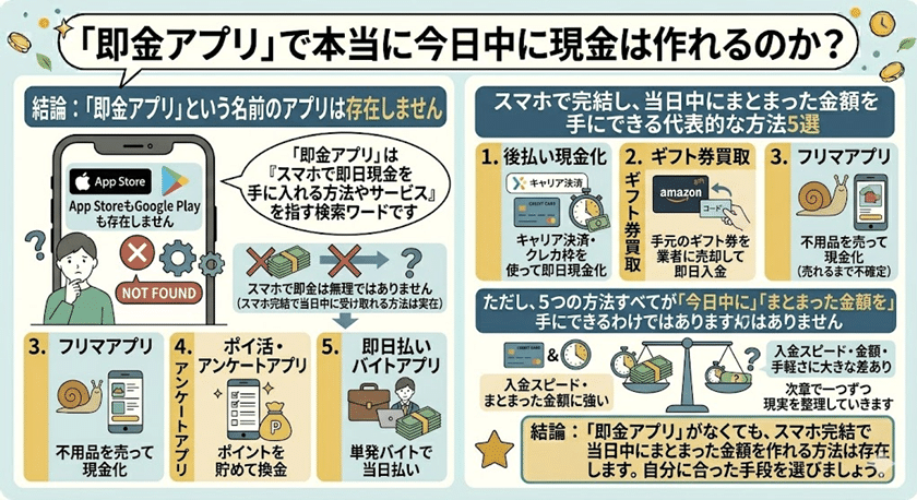「即金アプリ」で本当に今日中に現金は作れるのか？