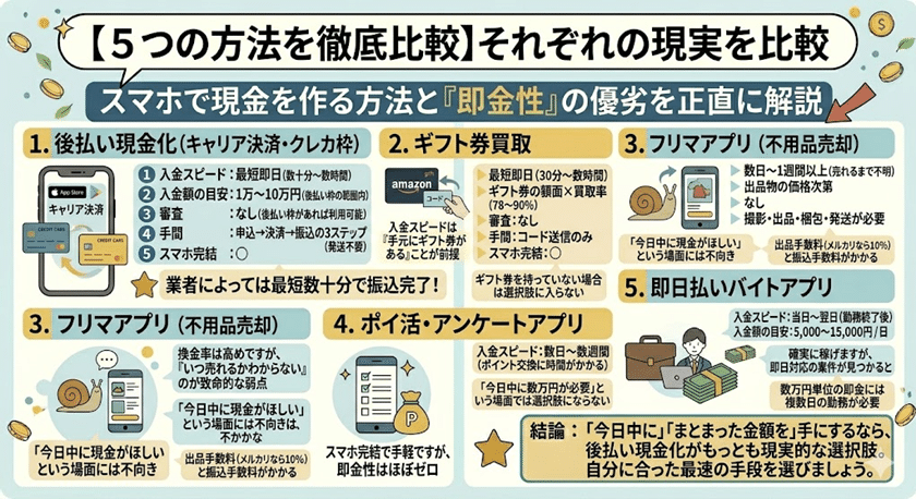 【5つの方法を徹底比較】それぞれの現実を比較