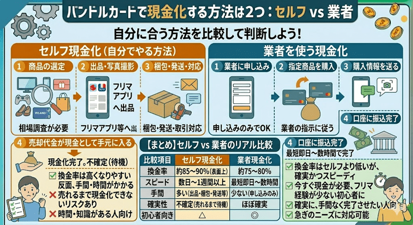 バンドルカードで現金化する方法は2つ