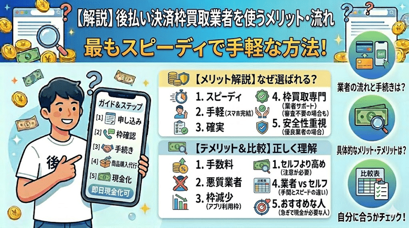 後払い決済枠買取業者を使うメリット・流れ