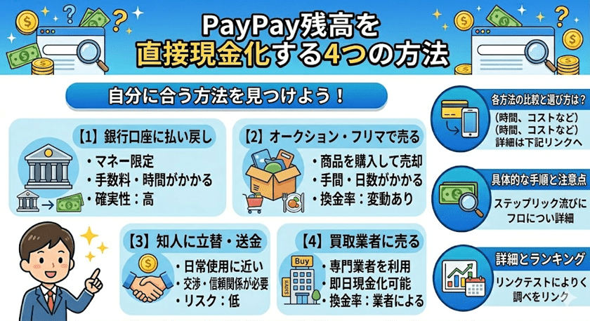 PayPay残高を直接現金化する4つの方法