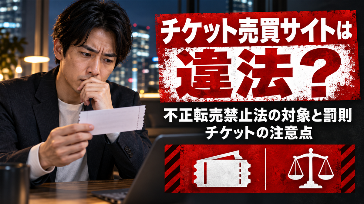 チケット売買サイトは違法？不正転売禁止法の対象と罰則、テーマパークのチケットの注意点