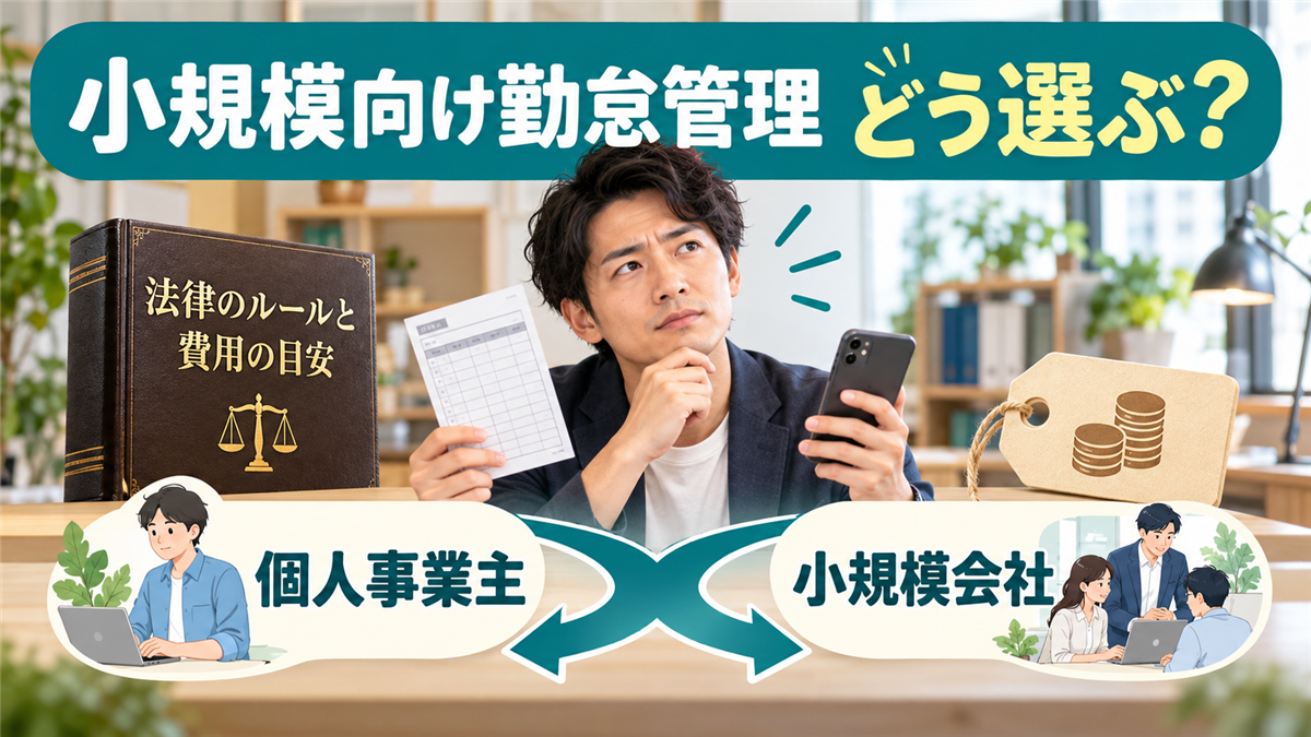 個人事業主・小規模会社向けの勤怠管理システムの選び方!法律のルールと費用の目安