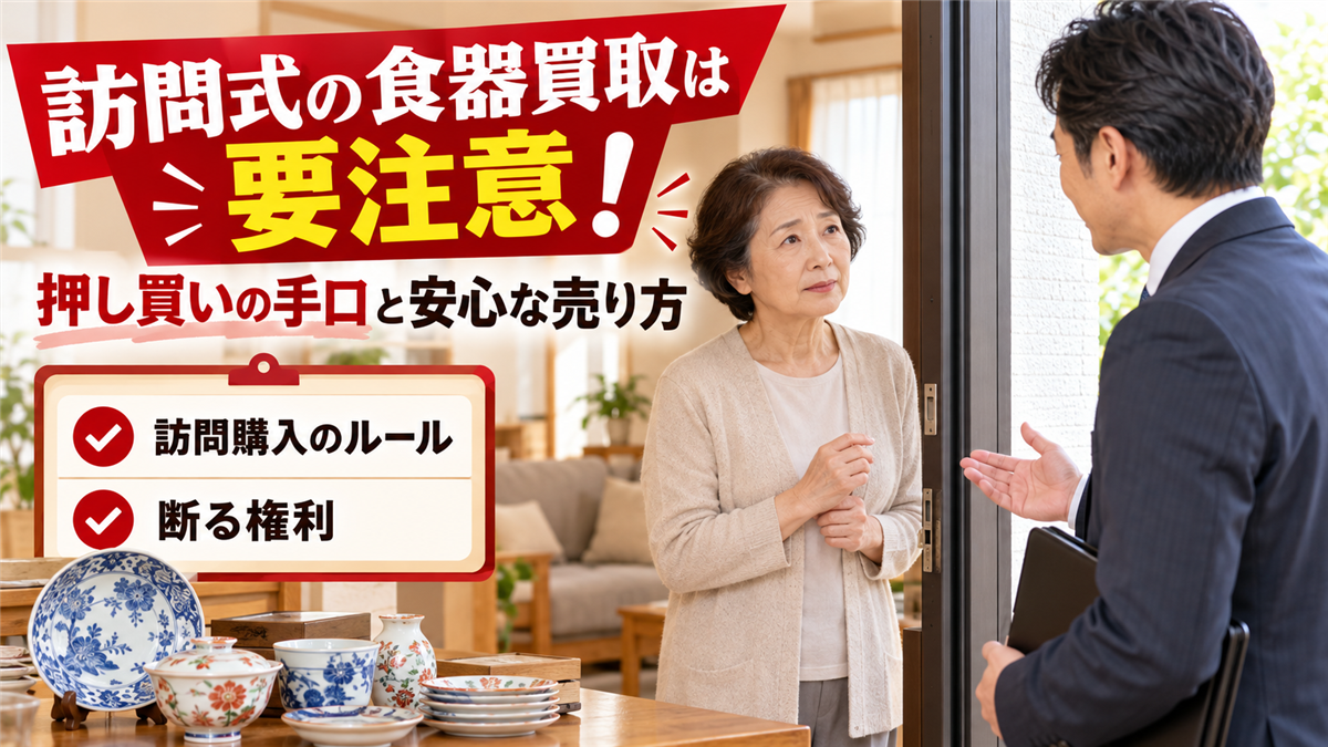 訪問式の食器買取は要注意！押し買いの手口と訪問購入のルール、売れやすい食器と安心な売り方