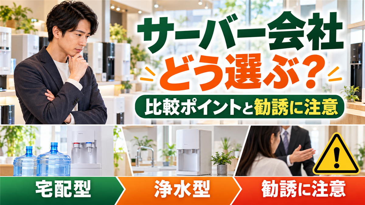 ウォーターサーバー会社の選び方！宅配型と浄水型の違い、比較ポイントと勧誘トラブルの注意点