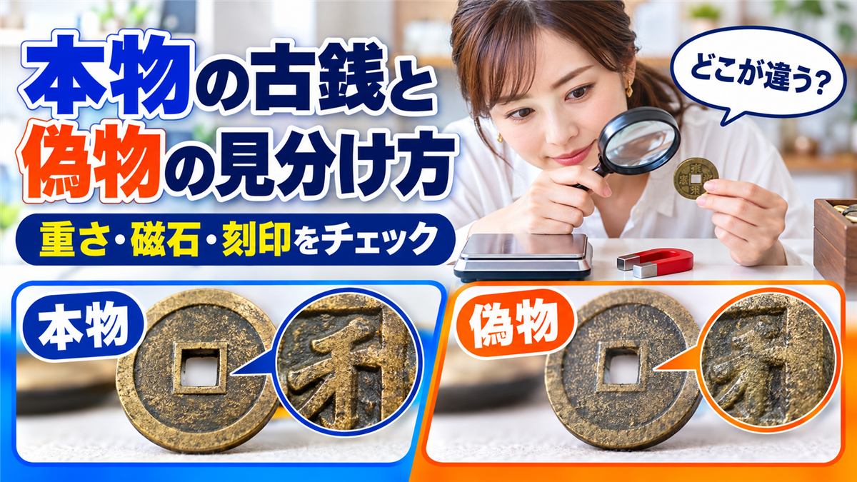 本物の古銭と偽物(レプリカ)の見分け方!重さ・磁石・刻印のチェックと売るときの注意点