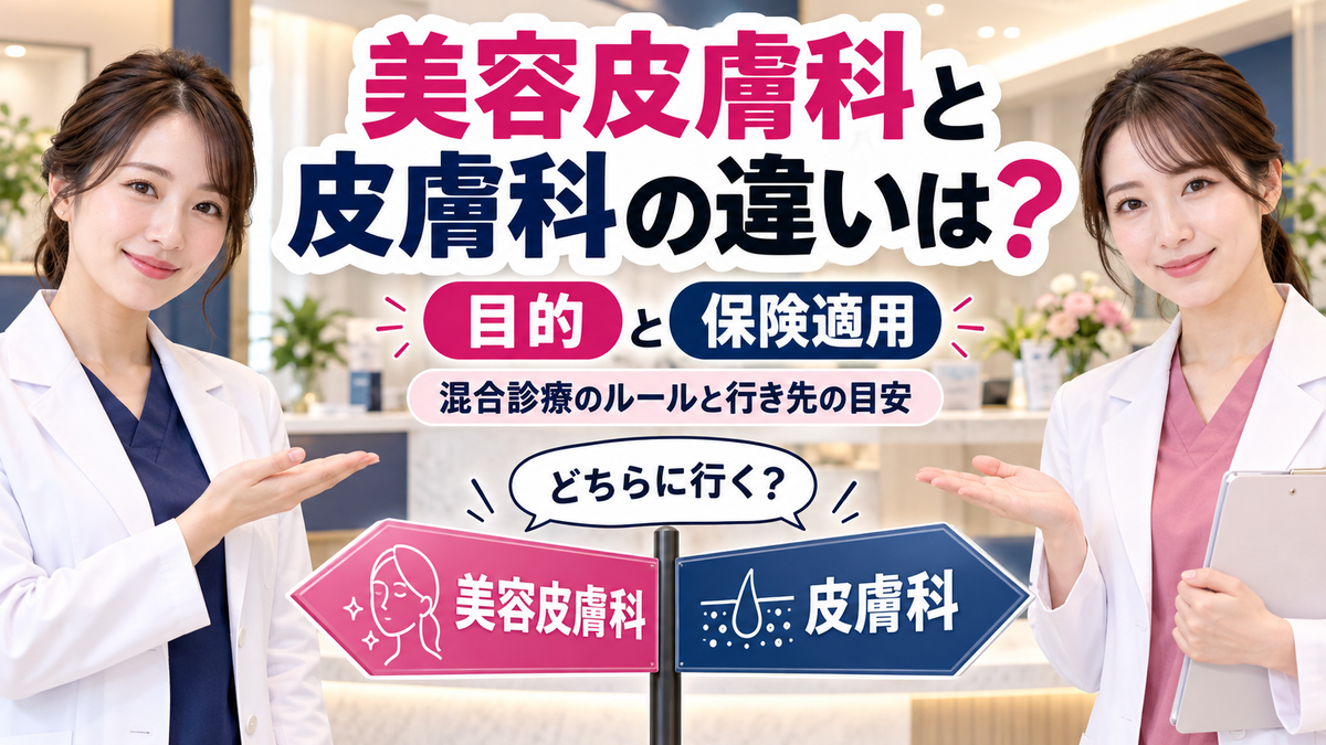 美容皮膚科と皮膚科の違いは?目的と保険適用、混合診療のルールとどちらに行くかの目安