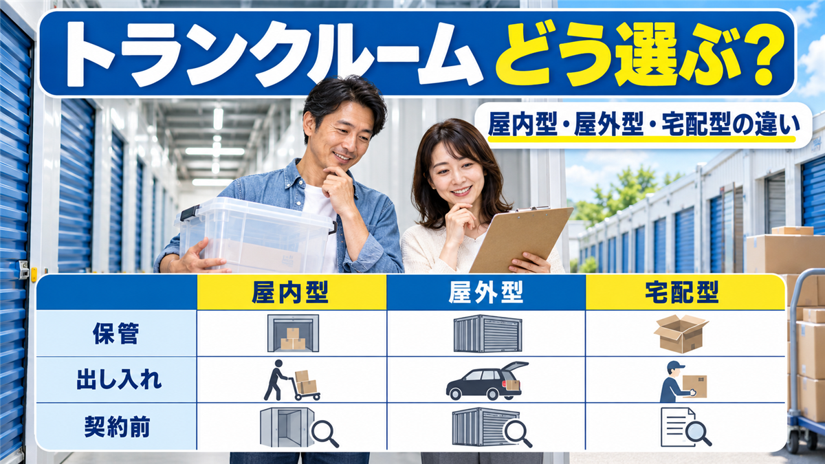 トランクルームの選び方と注意点！屋内型・屋外型・宅配型の違いと契約前の確認