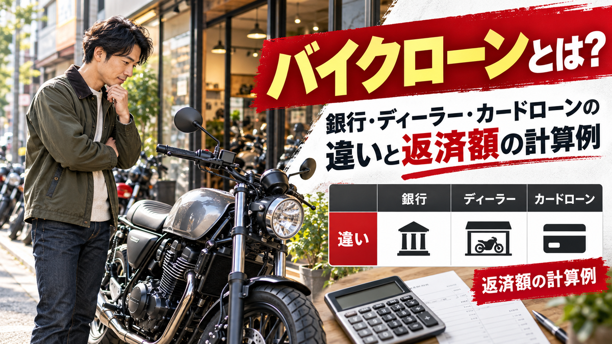 バイクローンとは？銀行・ディーラー・カードローンの違いと返済額の計算例