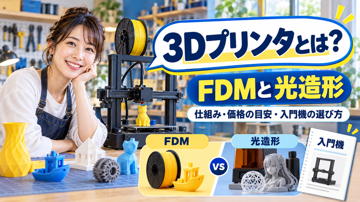 3Dプリンタとは？仕組み・FDMと光造形の違い・価格の目安と入門機の選び方