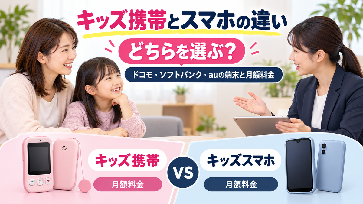 キッズ携帯とキッズスマホの違い!ドコモ・ソフトバンク・auの端末と月額料金・選び方
