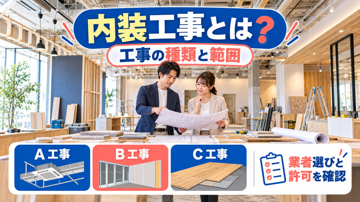 内装工事とは？工事の種類と範囲、A・B・C工事の違い、業者選びと許可の確認