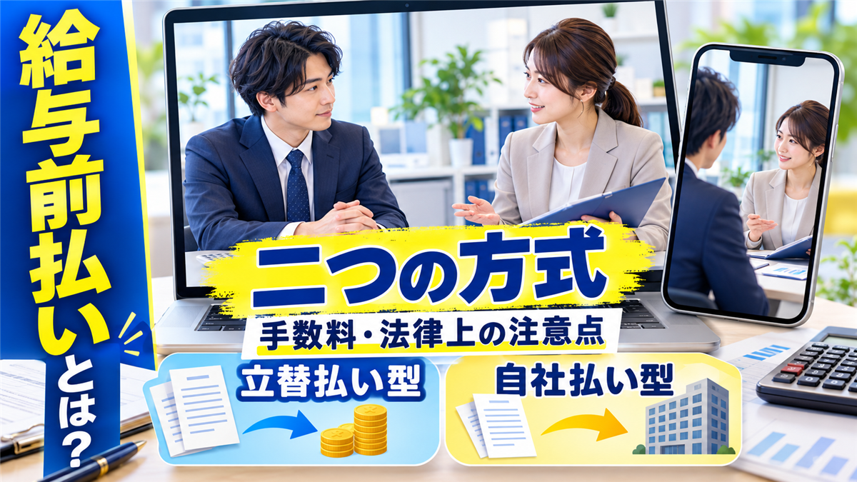 給与前払いサービスとは?立替払い型と自社払い型の違い・手数料・法律上の注意点