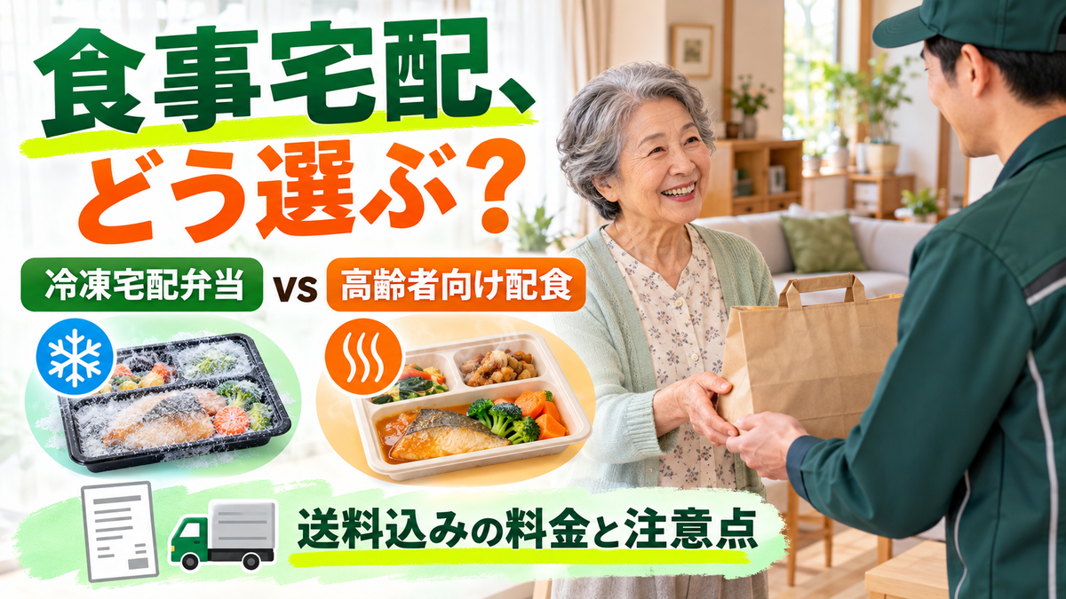 食事宅配の選び方!冷凍宅配弁当と高齢者向け配食の違い、送料込みの料金と注意点