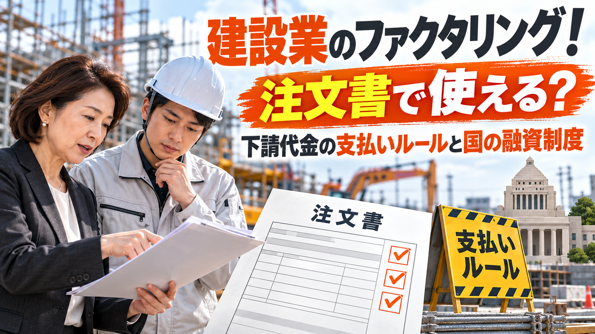 建設業のファクタリング！注文書で使える？下請代金の支払いルールと国の融資制度