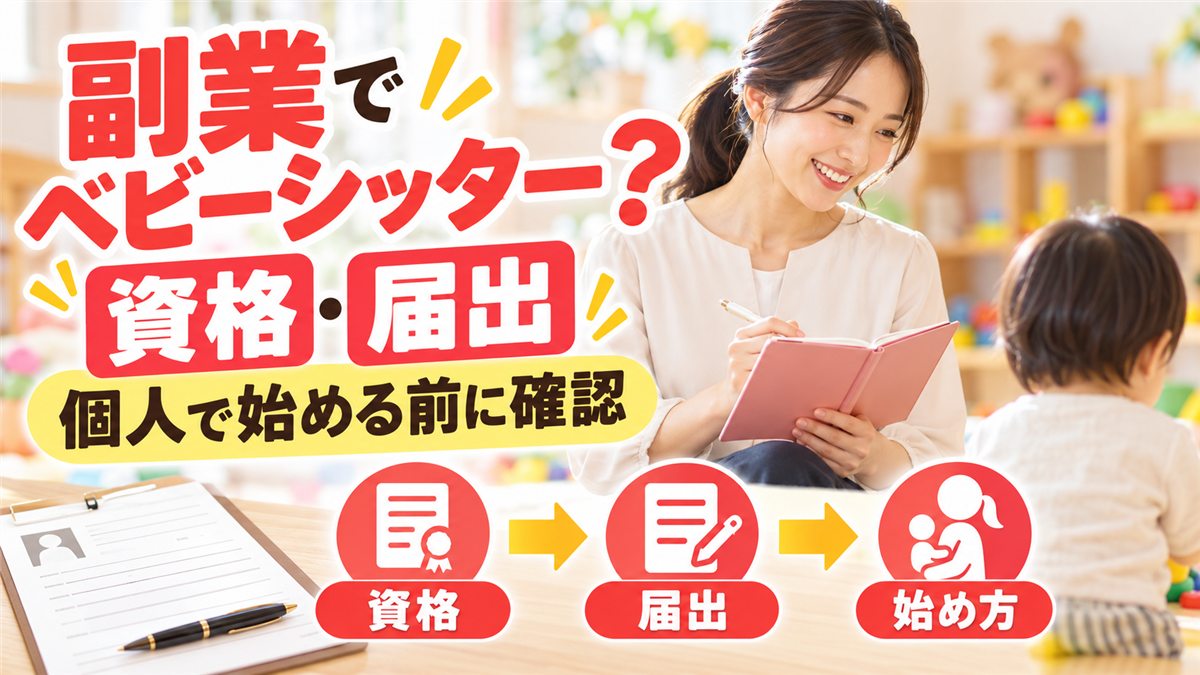 副業でベビーシッターはできる？資格は必要？個人でも必要な届出と始め方