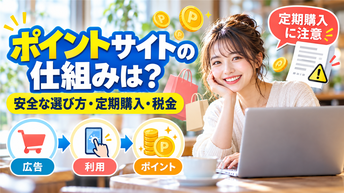 ポイントサイトでポイントがもらえる仕組み！安全な選び方と定期購入トラブル、税金の扱い