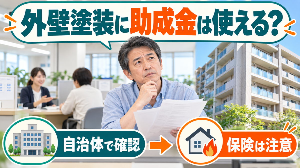 マンションの外壁塗装に助成金は使える？自治体の制度の探し方と火災保険の注意点