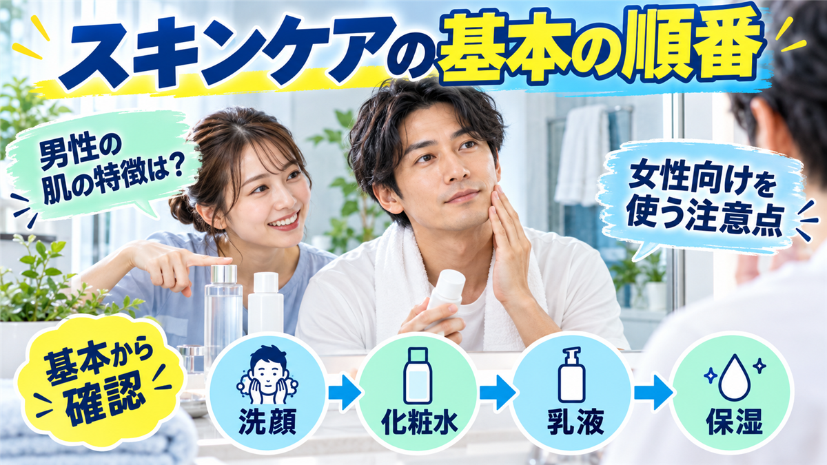 スキンケアの基本の順番と男性の肌の特徴！女性向けを使うときの注意点