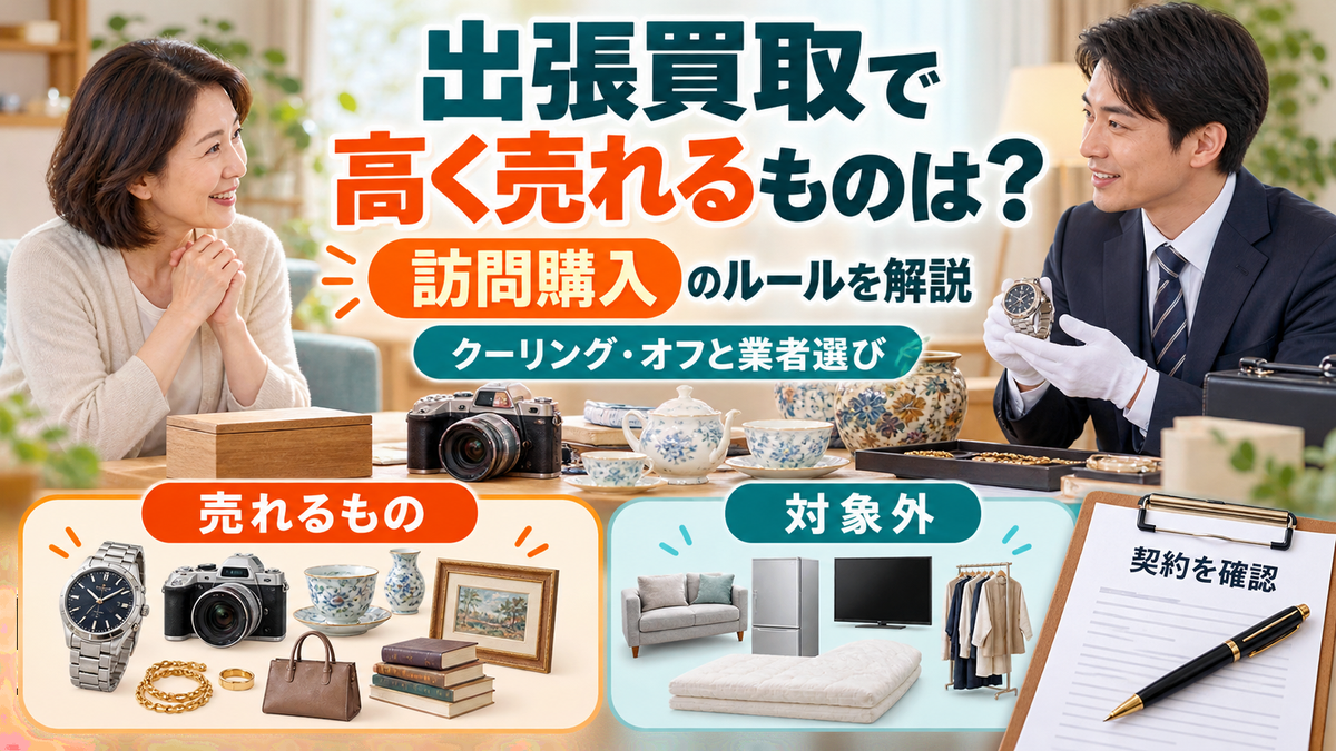 出張買取で高く売れるものは?訪問購入のルールとクーリング・オフ、対象外の品物と業者の選び方