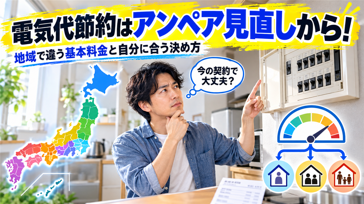 電気代節約はアンペア契約の見直しから!地域で違う基本料金と自分に合うアンペアの決め方