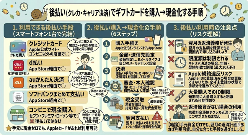 後払い（クレカ・キャリア決済）でギフトカードを購入→現金化する手順