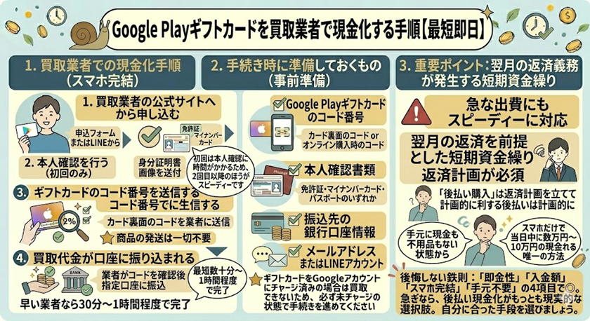 Google Playギフトカードを買取業者で現金化する手順【最短即日】