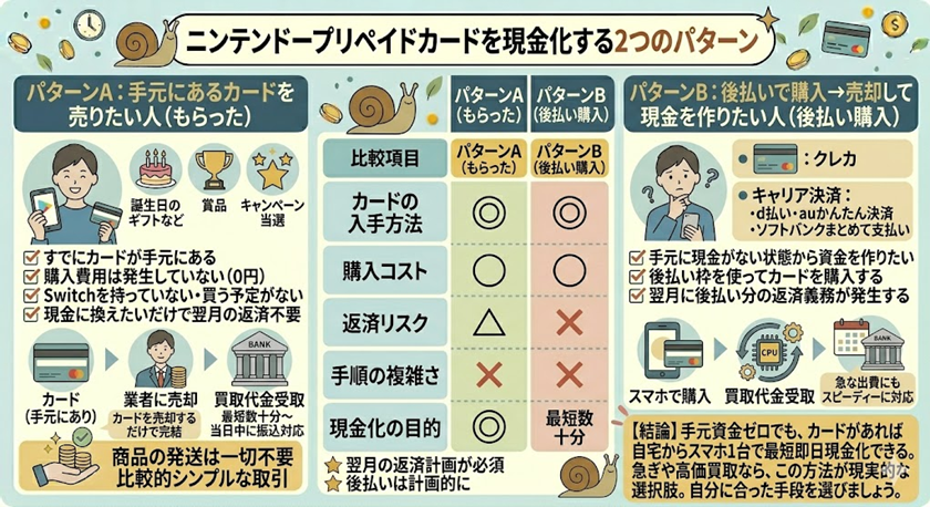 ニンテンドープリペイドカードを現金化する2つのパター