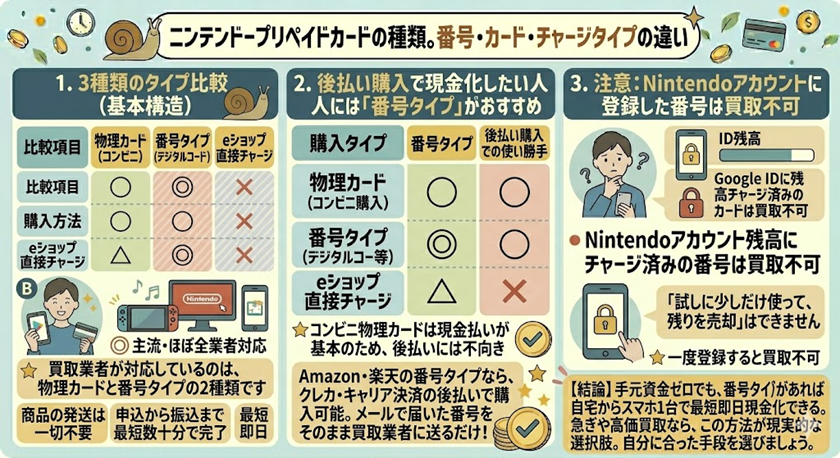ニンテンドープリペイドカードの種類。番号・カード・チャージタイプの違い