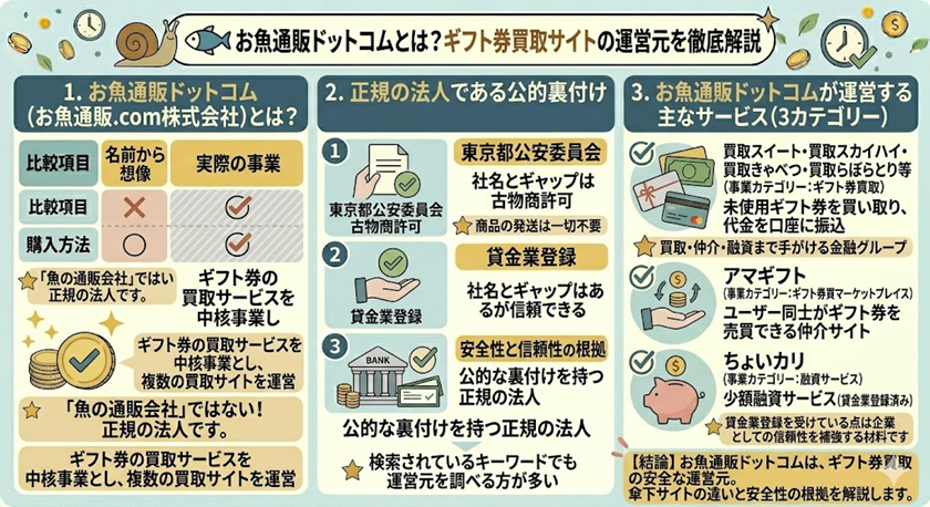 お魚通販ドットコムとは？ギフト券買取サイトの運営元を徹底解説