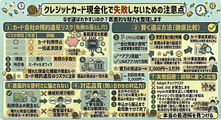 クレジットカード現金化で失敗しないための注意点